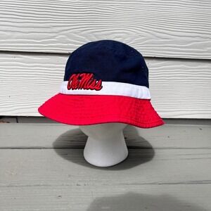 Top of the World Bucket Hat Mens OSFM Navy Red Excellent Ole Miss NCAA